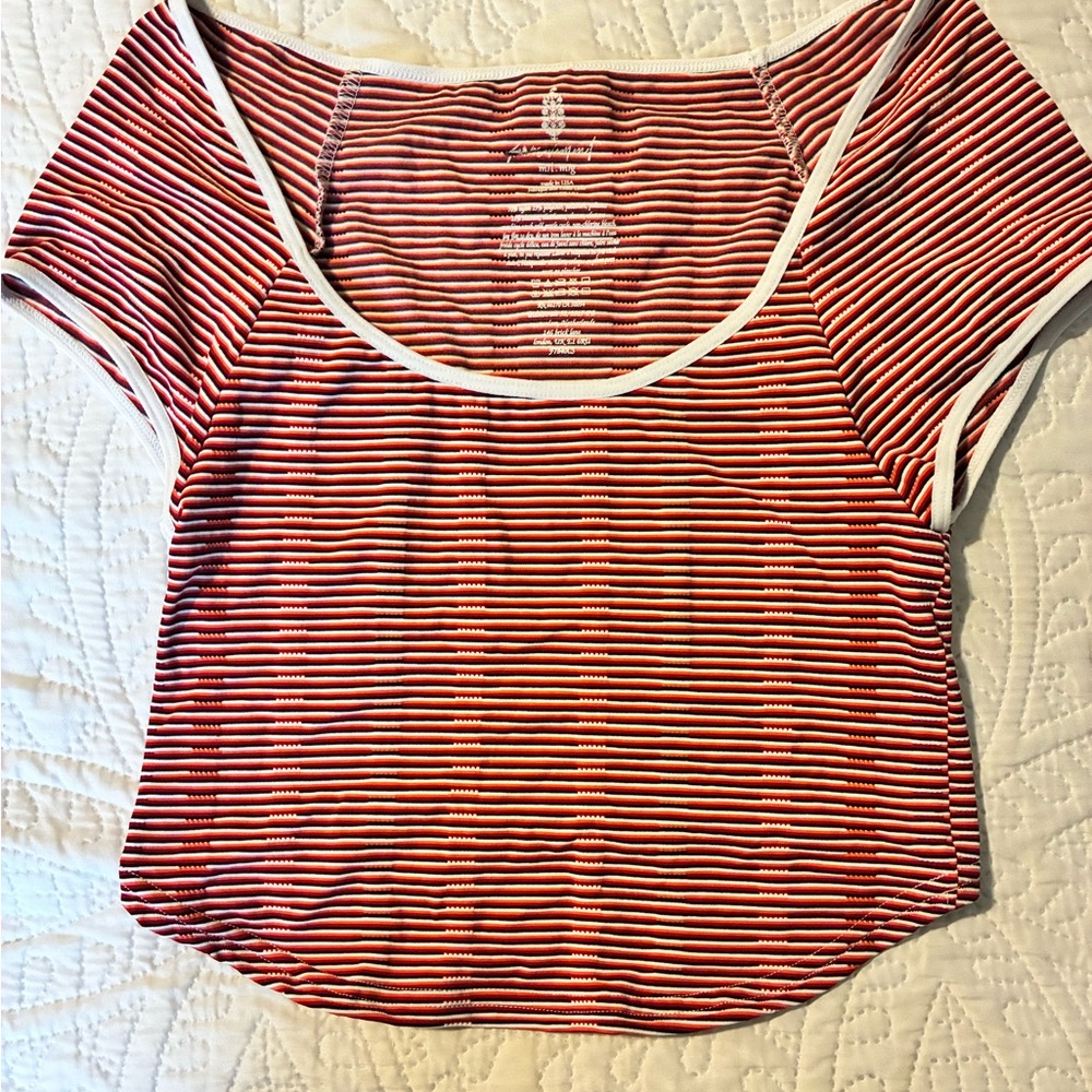 FP Movement by Free People Red and White Striped Crop Top